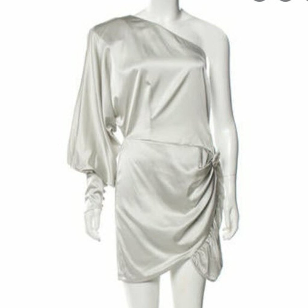 Retrofete Drisana Silk One Shoulder Mini Dress - Size M